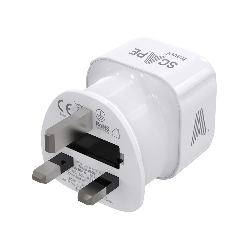 Scape Travel Enchufe Adaptador Schuko a UK