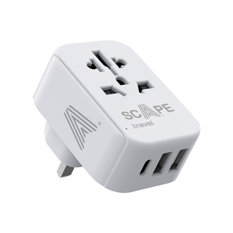 Scape Travel Adaptador de viaje Internacional a UK con 1 USB-C + 2 USB-A 15W