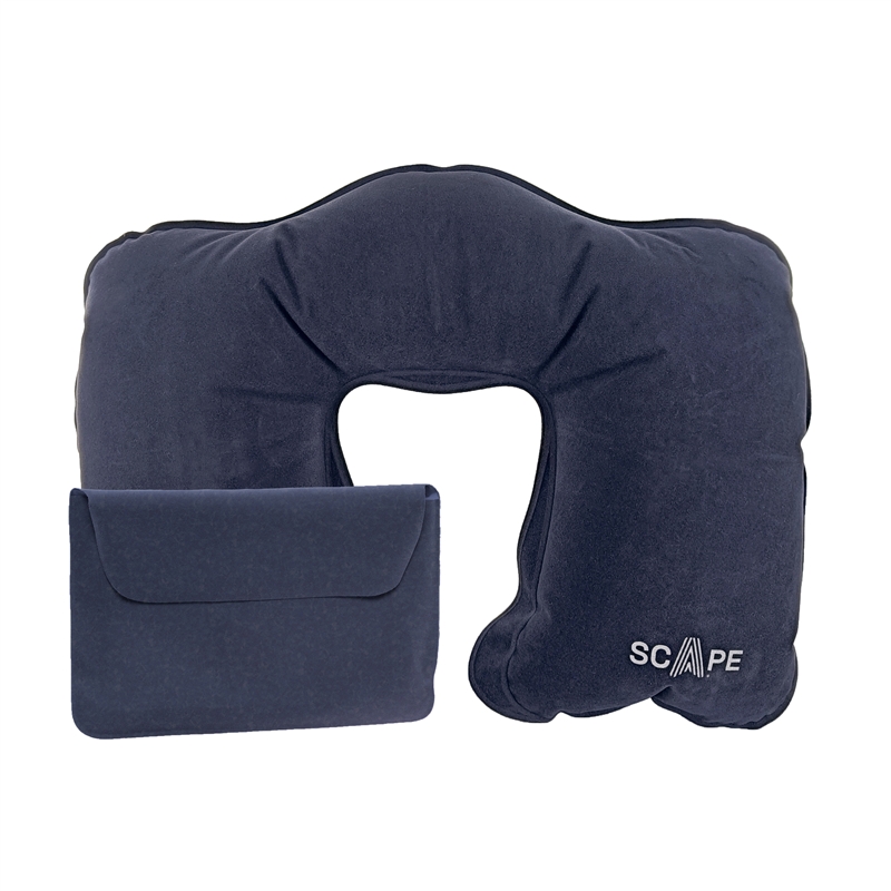 Scape Travel Almohada inflable de viaje en tejido aterciopelado azul
