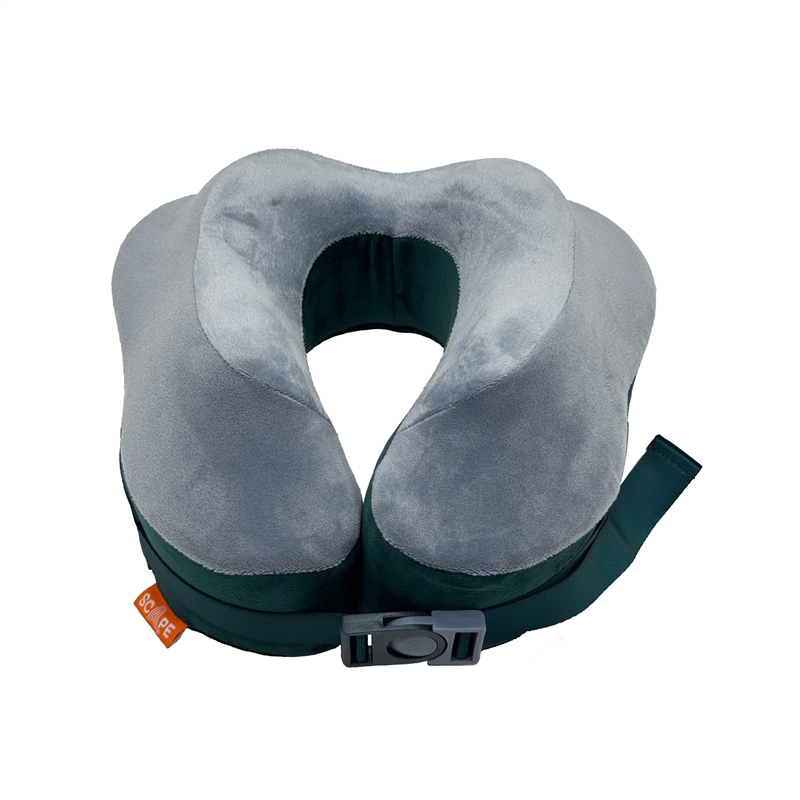 Scape Travel Almohada de viaje viscoelástica Premium con cierre clip azul y funda de transporte