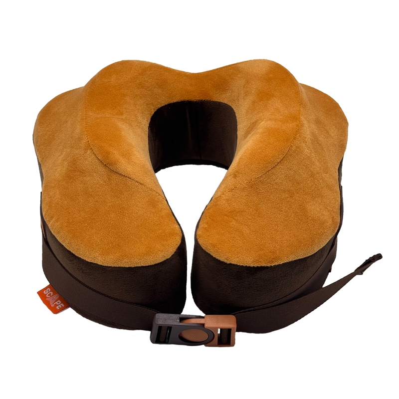 Scape Travel Almohada de viaje viscoelástica Premium con cierre clip naranja y funda de transporte