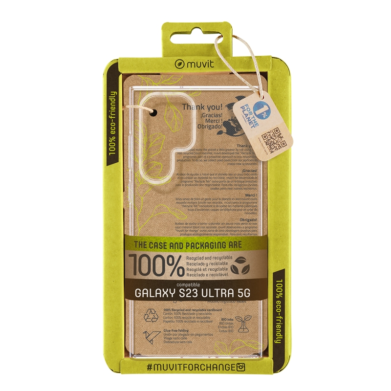 muvit for change funda compatible con Samsung Galaxy S23 Ultra 5G transparente