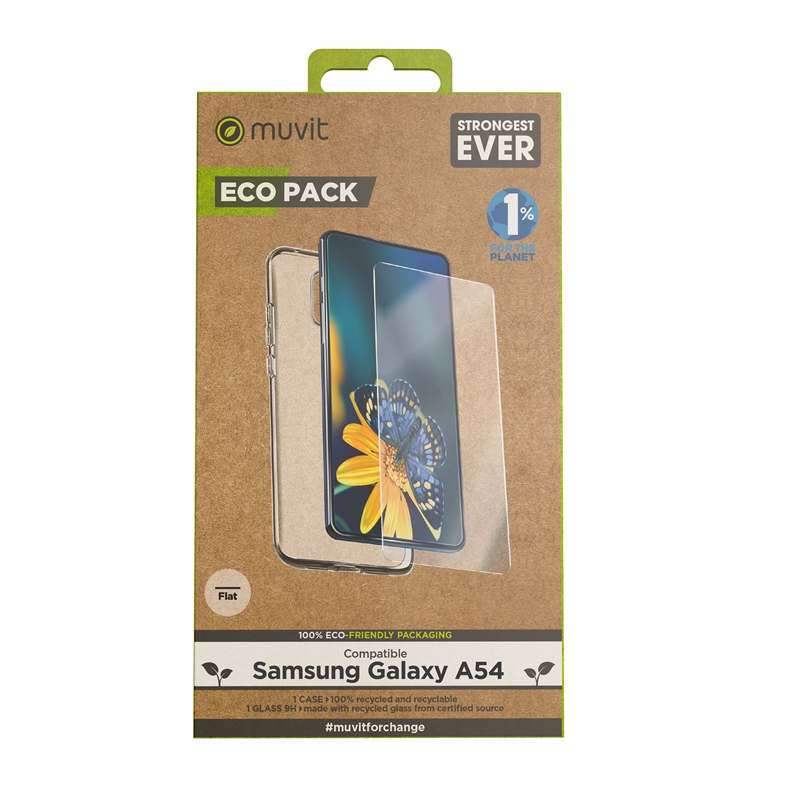 muvit for change funda compatible con Samsung Galaxy A54 5G + protector de pantalla vidrio templado plano