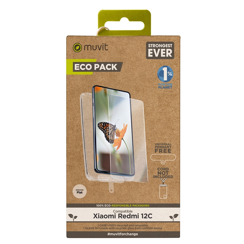 muvit for change funda compatible con Xiaomi Redmi 12C + protector de pantalla vidrio templado plano