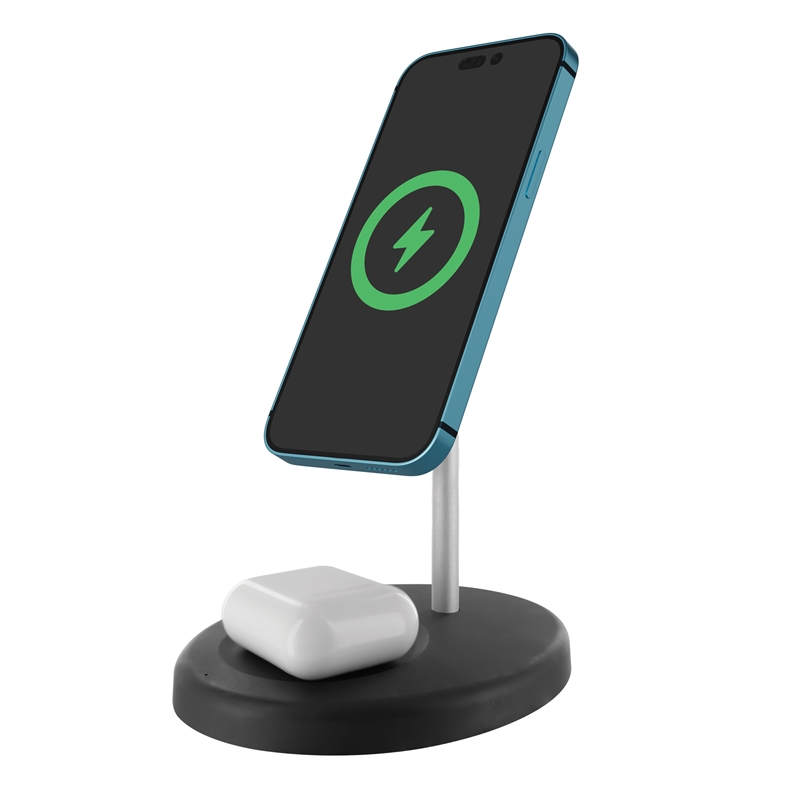 muvit for change cargador 2 en 1 soporte magsafe+iWatch/Airpod negro