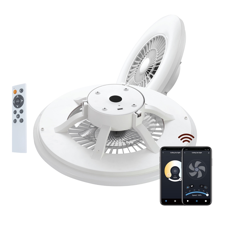 muvit iO Lámpara superficie techo WIFI Blanco CCT con ventilador y compatible con asistentes de voz 600*170mm