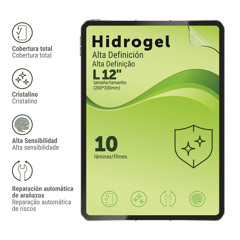 muvit screen láminas hydrogel protector pantalla Alta Definición tamaño L 12" (200*300mm) Tablet