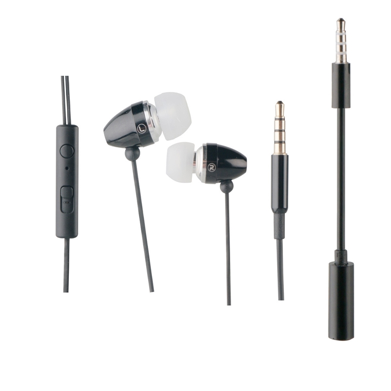 muvit auriculares estéreo con micrófono + adaptador 3,5mm negro
