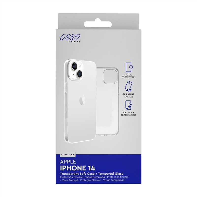 myway funda compatible con Apple iPhone 14 transparente