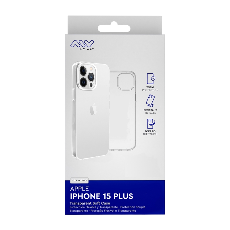myway funda compatible con Apple iPhone 15 Plus transparente