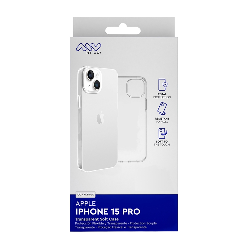 myway funda compatible con Apple iPhone 15 Pro transparente