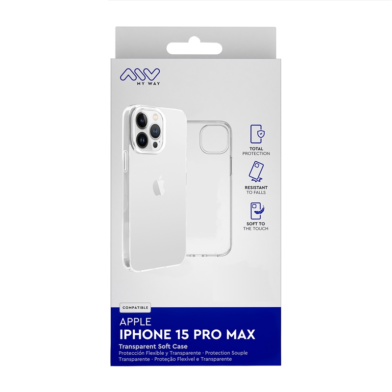 myway funda compatible con Apple iPhone 15 Pro Max transparente