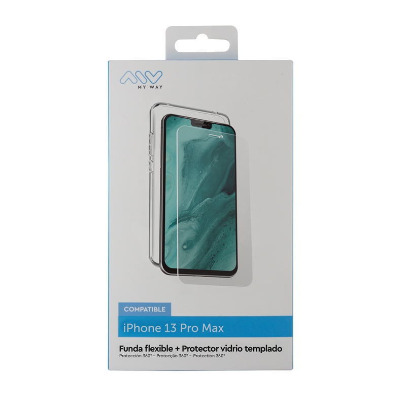 myway funda compatible con Apple iPhone 13 Pro Max +  protector pantalla vidrio templado plano