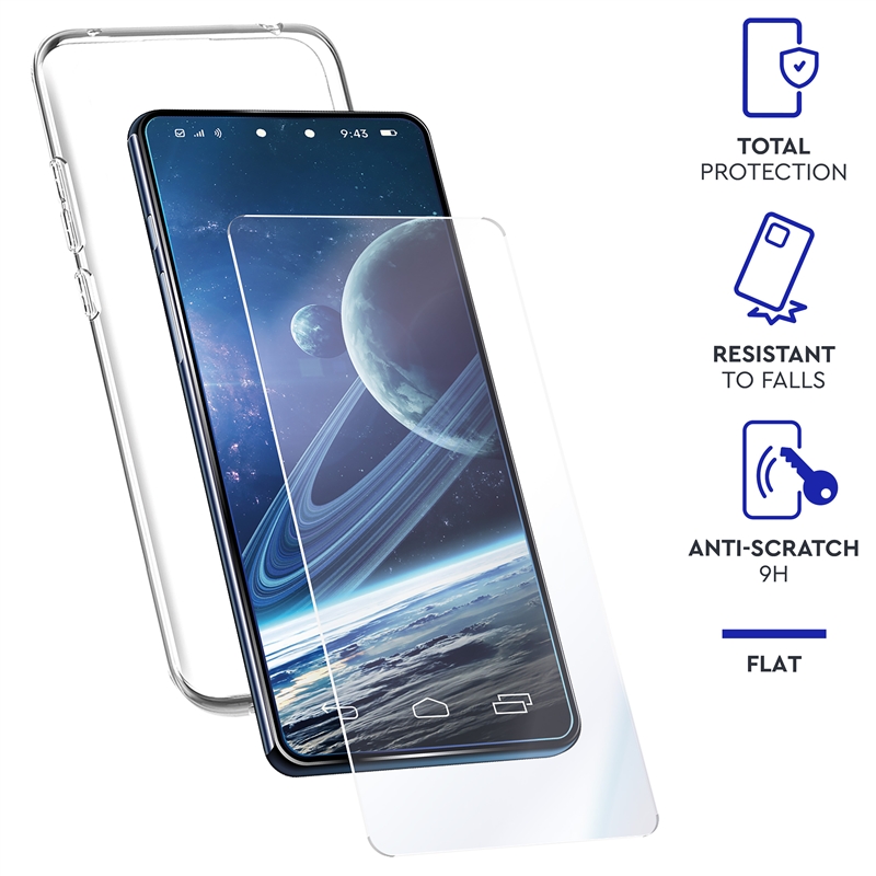 myway funda compatible con Apple iPhone 14 Pro Max + protector pantalla vidrio templado plano