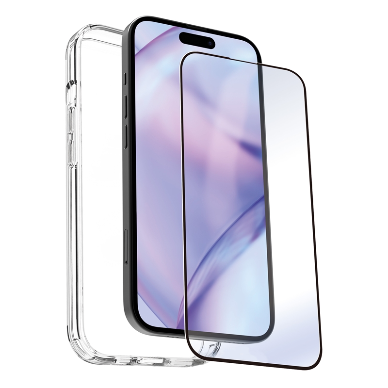 myway funda compatible con Apple iPhone 15 + protector pantalla vidrio templado plano
