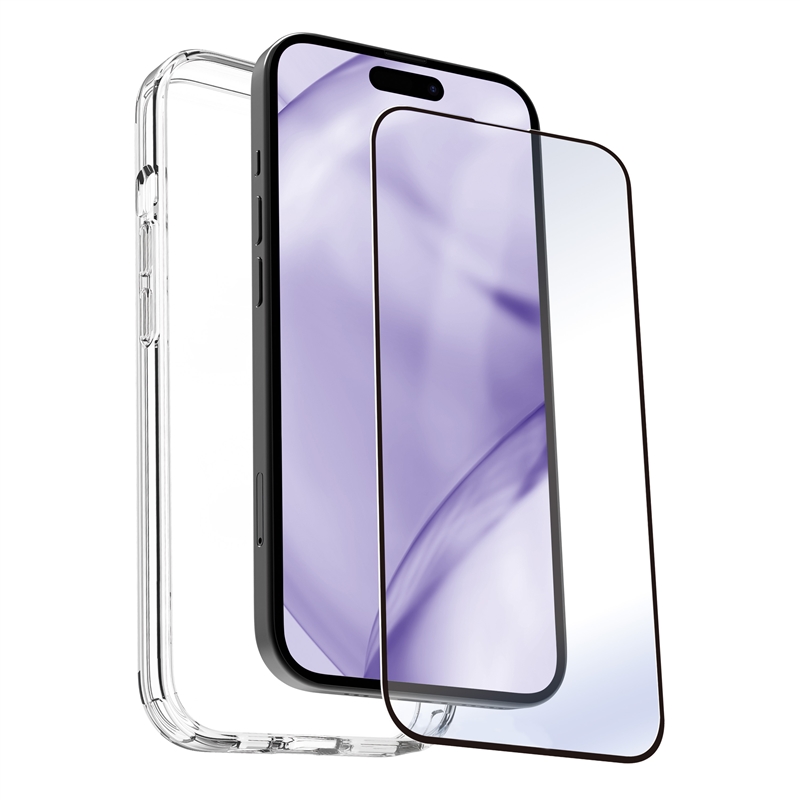 myway funda compatible con Apple iPhone 15 Pro + protector pantalla vidrio templado plano