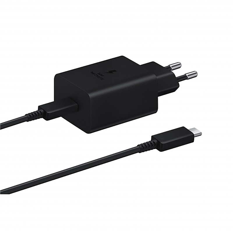 Samsung Cargador de pared Tipo C 45W negro + cable tipo C a tipo C