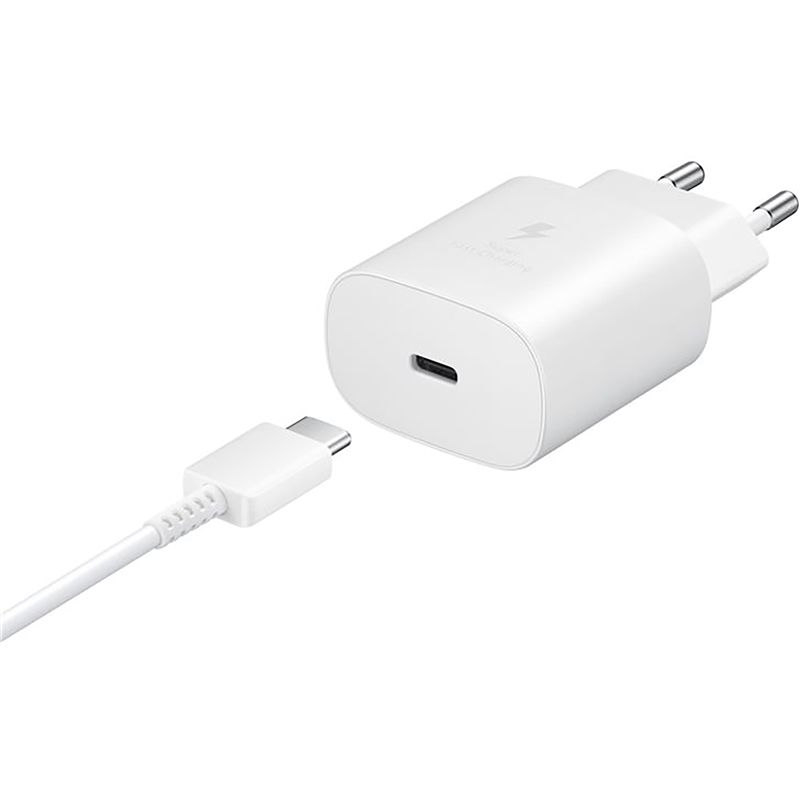 Samsung pack cargador de pared USB C 25W + Cable USB-Tipo C blanco