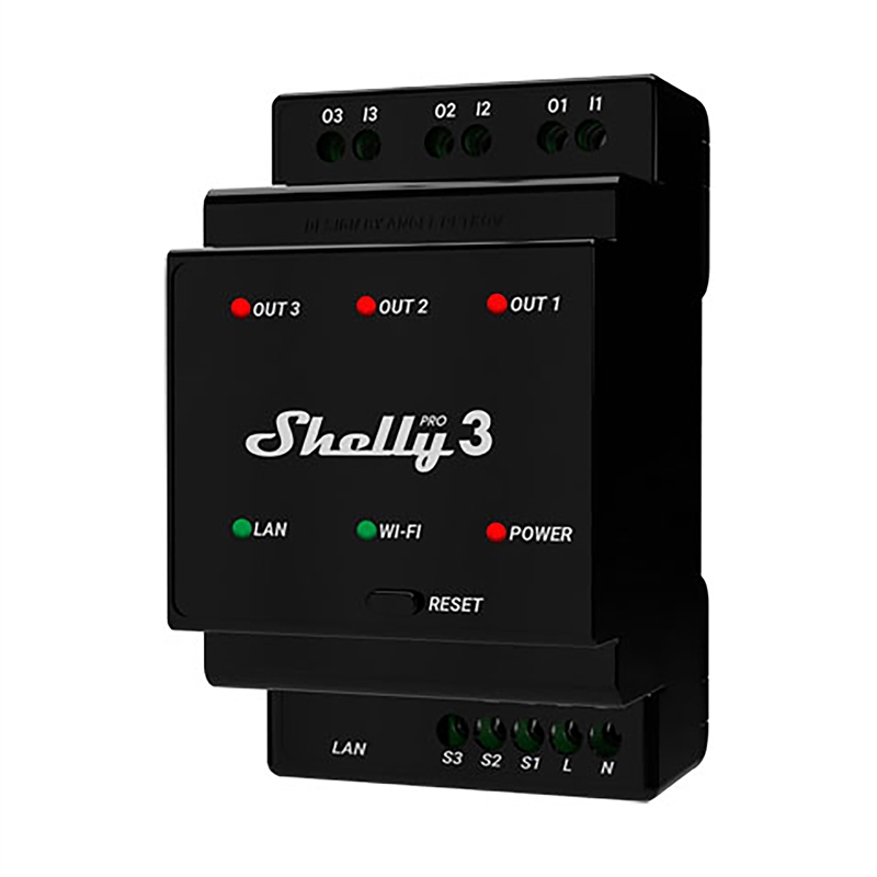 Shelly Relé Wi-Fi LAN BT DIN PRO 3