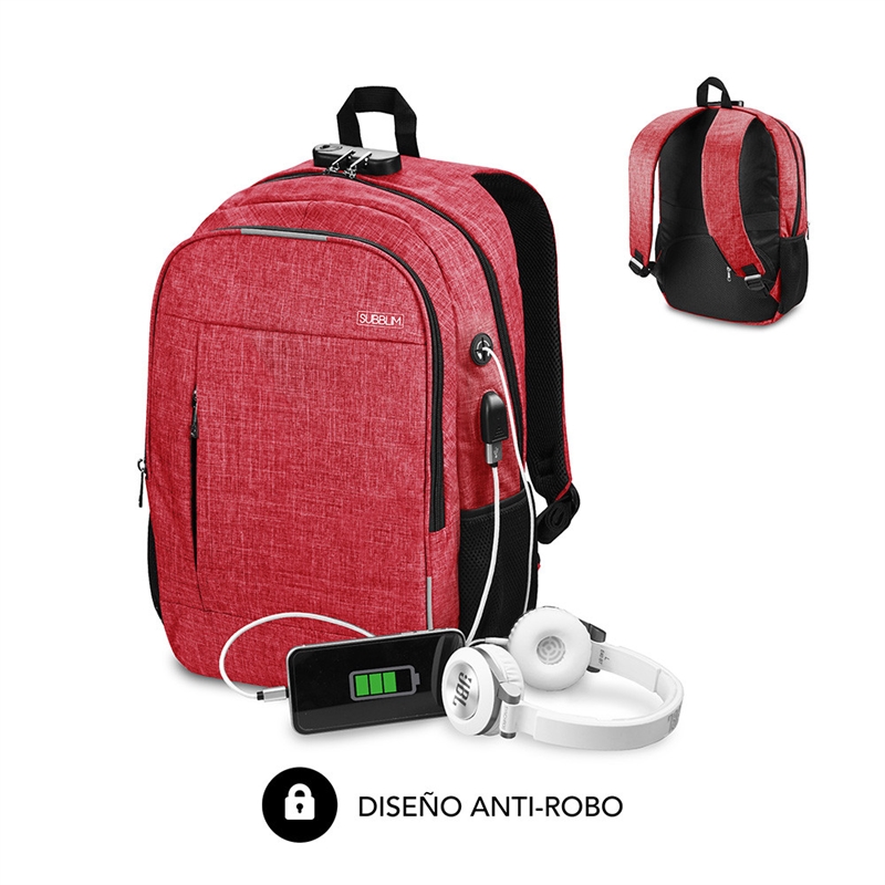 Subblim Urban Lock mochila 16" roja