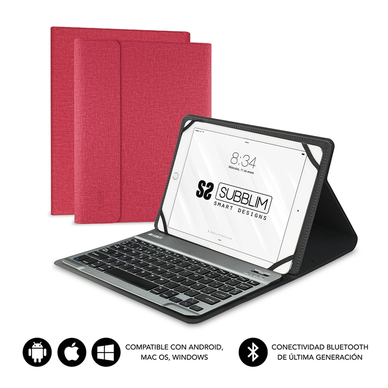 Subblim Keytab Pro Bluetooth funda tablet con teclado de 9,6" a 11" roja