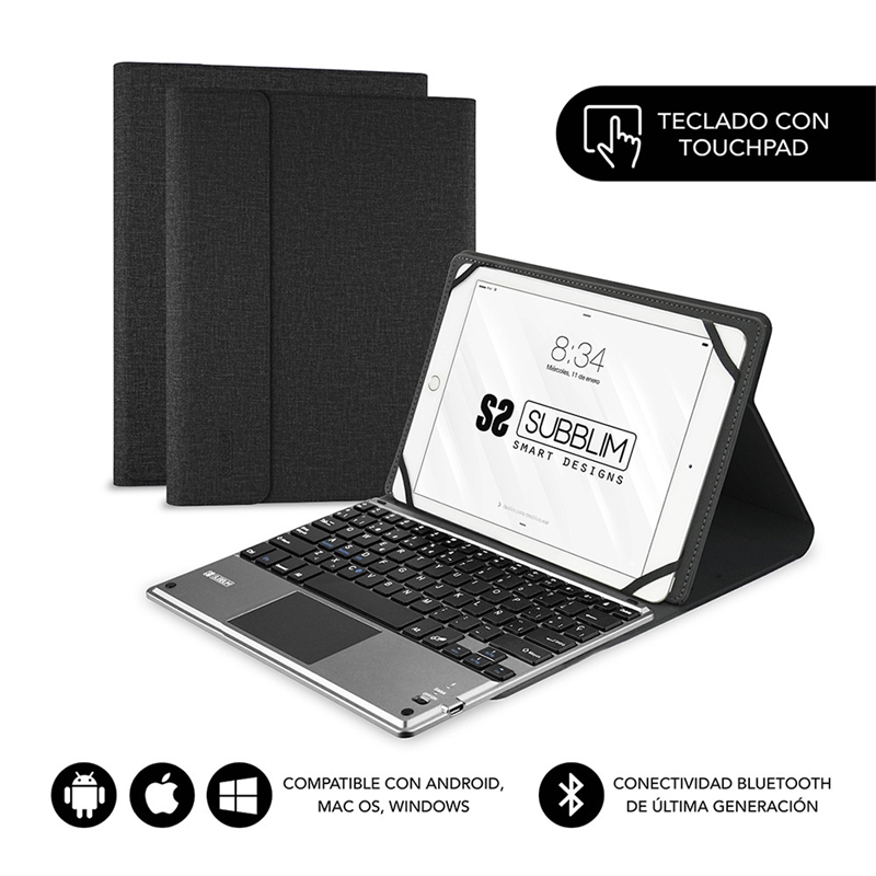 Subblim Keytab Pro Bluetooth funda tablet con teclado Touchpad de 9,6" a 11" negra
