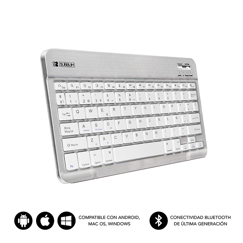 Subblim teclado Smart Bluetooth para tablet y smart TV plata