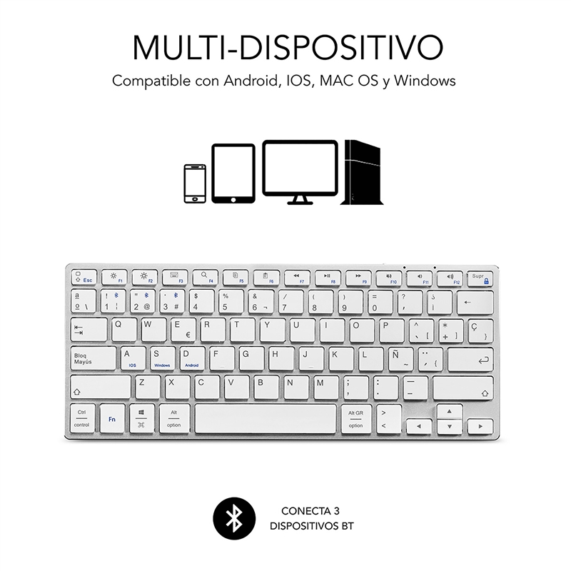 Subblim teclado Advance Compact Bluetooth plata