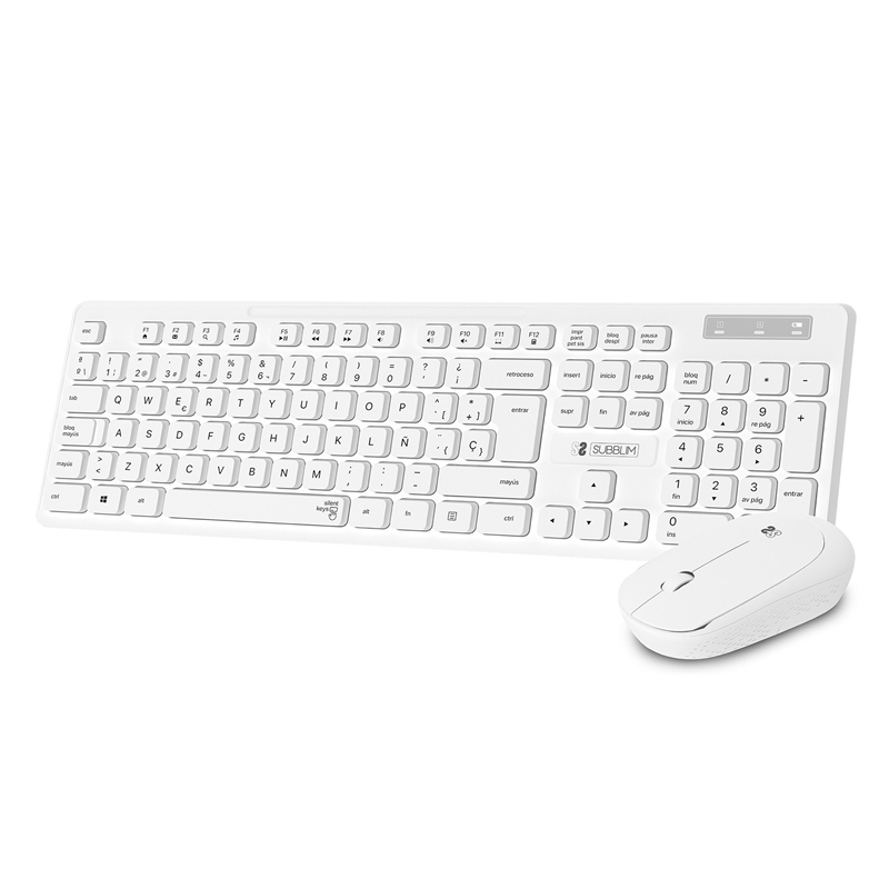 Subblim Combo teclado business slim + ratón silencioso inalámbrico 2,4G blanco