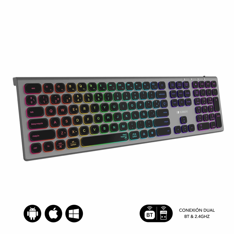 Subblim teclado Bluetooth/2.4G Master iluminado Ext G/N