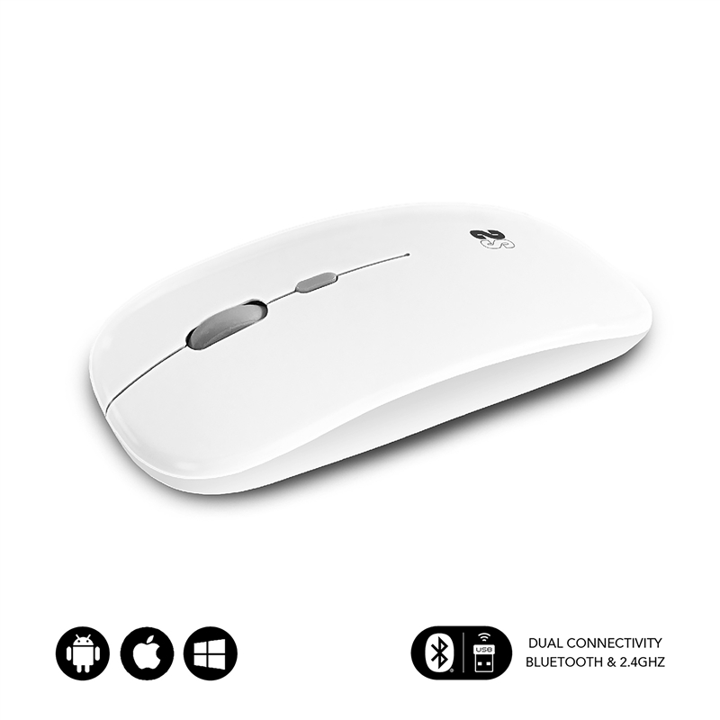 Subblim ratón óptico inalámbrico 2,4G y bluetooth dual flat blanco