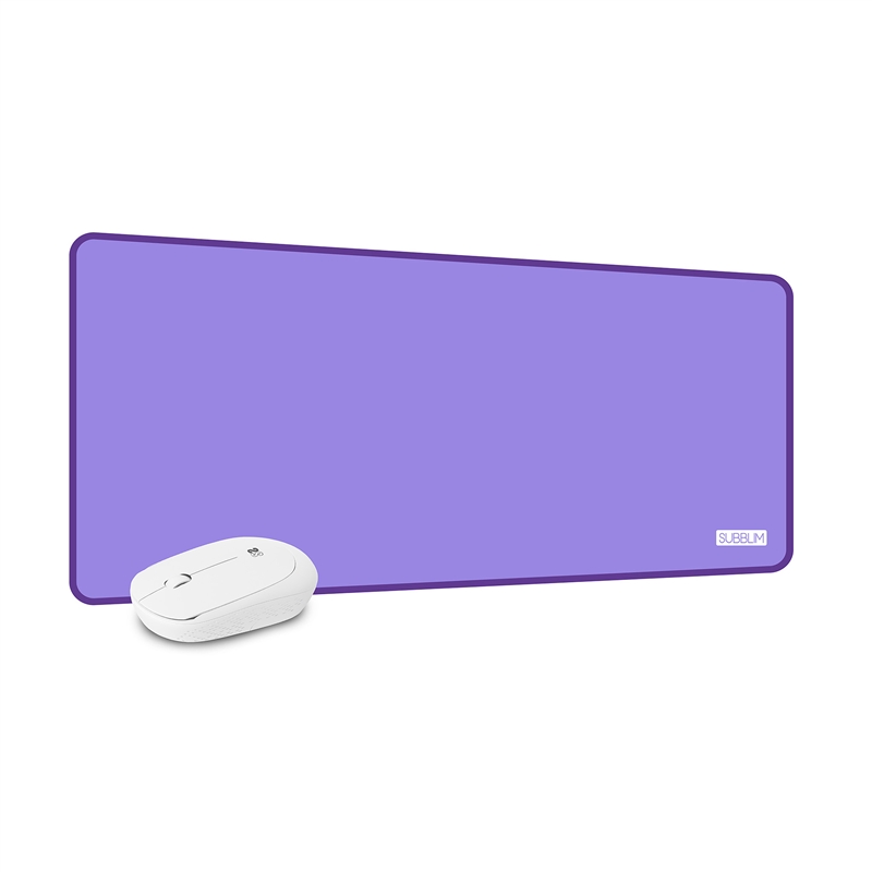 Subblim Harmony combo ratón inalámbrico blanco + albombrilla XL lila