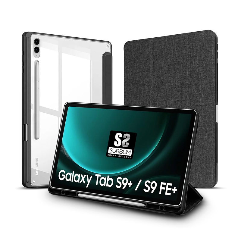 Subblim Clear Shock Case compatible con Samsung Tab S9+/S9 FE+ 12,4" negra